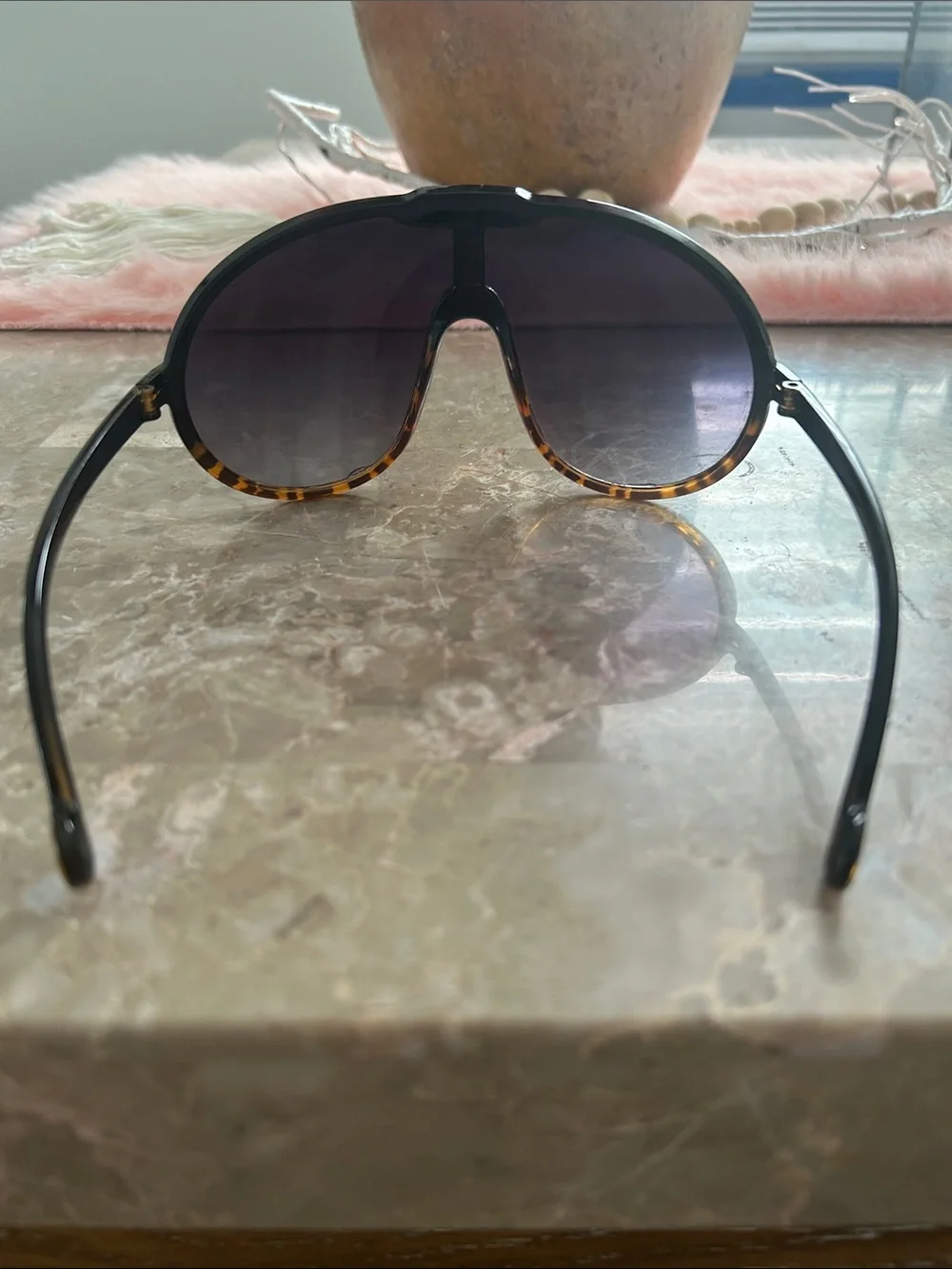 Brand new Oversized Shield Sunglasses in Tortoiseshell and Black